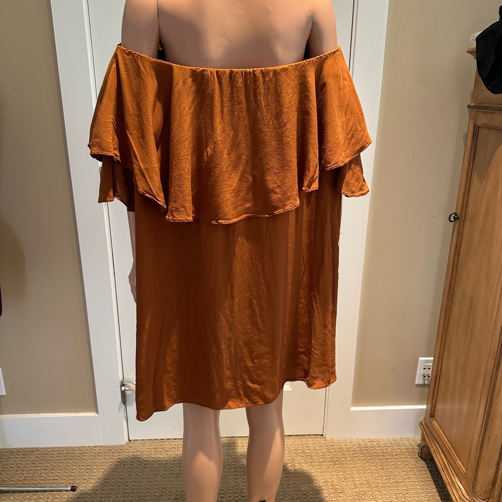 MLM Orange Ruffled Off-the-Shoulder Sundress - Picture 2 of 5